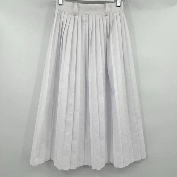 SKILLS‎ & GENES White Poplin Pleated Midi Skirt Italian Size 38 U.S. Women’s 2 - Picture 4 of 9
